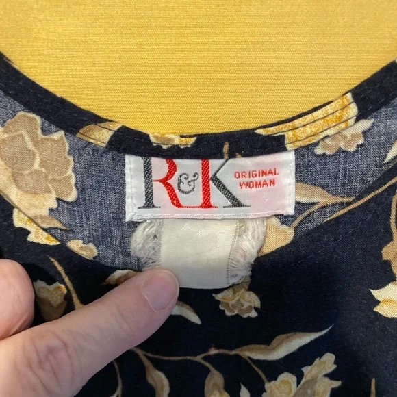 R&K Black Maxi Dress with Gold Floral Pattern - Picture 2 of 4